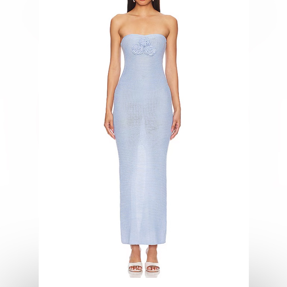 Revolve more to come Cherlee Blue Strapless Maxi Dress